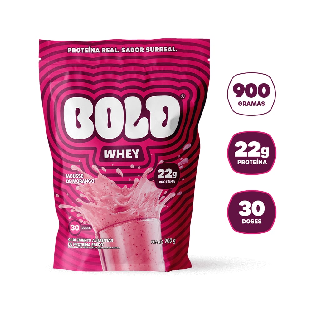 BOLD Whey Mousse de Morango — Pote 900 g
