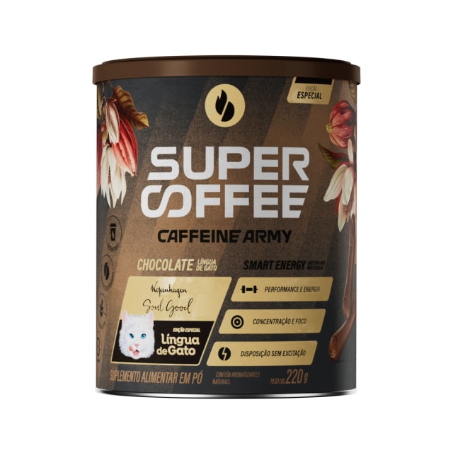 SuperCoffee Caffeine Army Chocolate Língua de Gato — 220 g