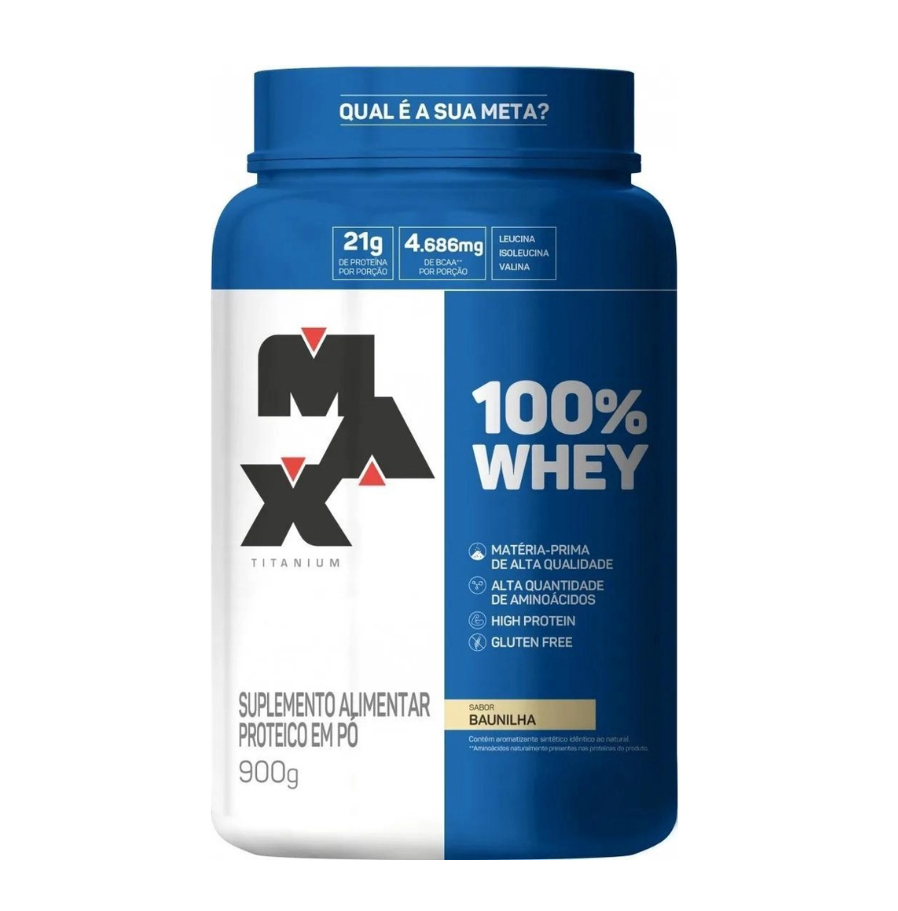Whey 100% Max Titanium 900g Baunilha