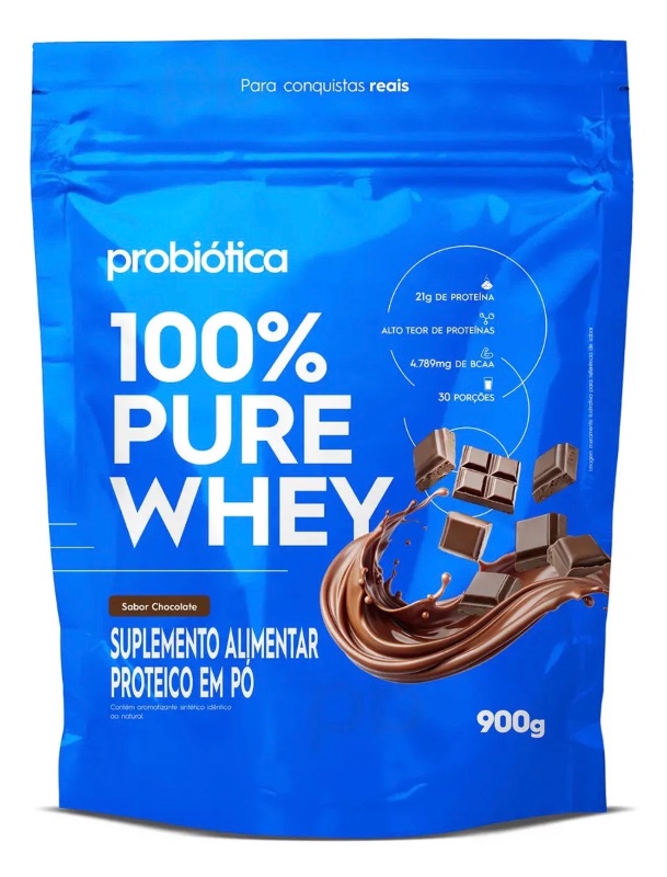 100% Pure Whey Probiótica Chocolate — Refil 900 g