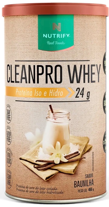 CleanPro Whey Iso e Hidro Baunilha Nutrify 450 g