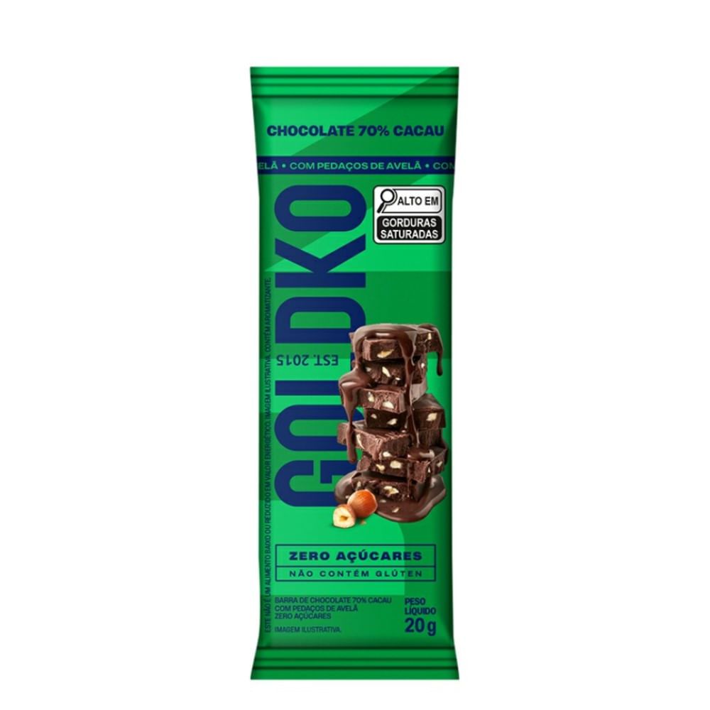 Barra Choc 70% C Avelã Goldko 20g