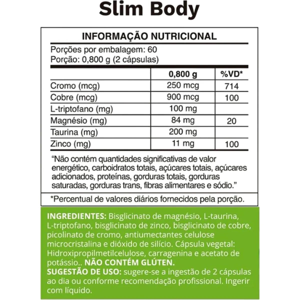 Tabela nutricional de Ocean Drop Slim Body 120 cápsulas