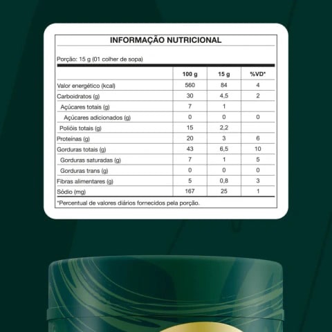 Tabela nutricional de Pasta de Amendoim e Pistache Nutrata Bacio di Latte — 400 g