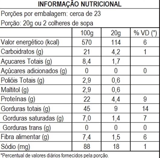 Tabela nutricional de Pasta de Amendoim La Ganexa Chocolate Branco Crocante — 450 g