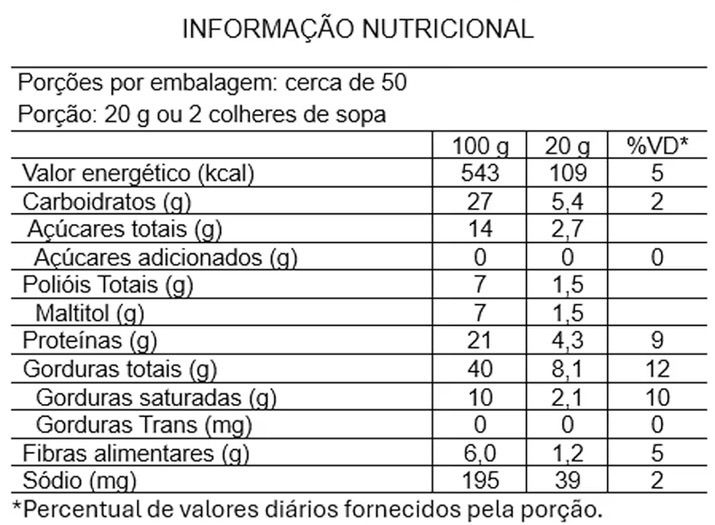 Tabela nutricional de Pasta de Amendoim La Ganexa Leitinho — 450 g